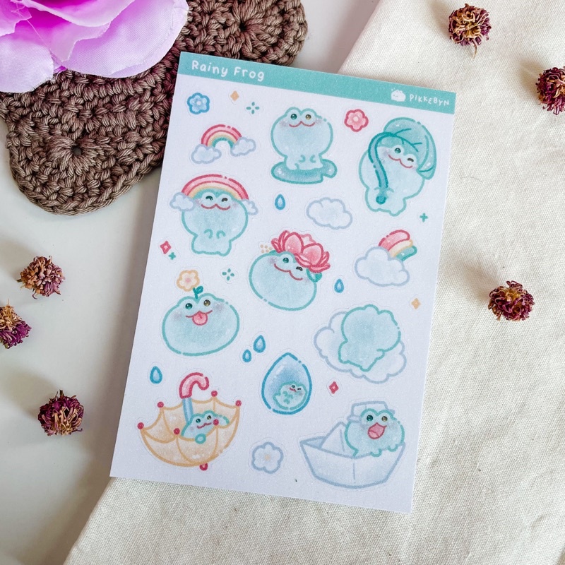 

PIKKEBYN Sticker Sheet - Rainy Frog
