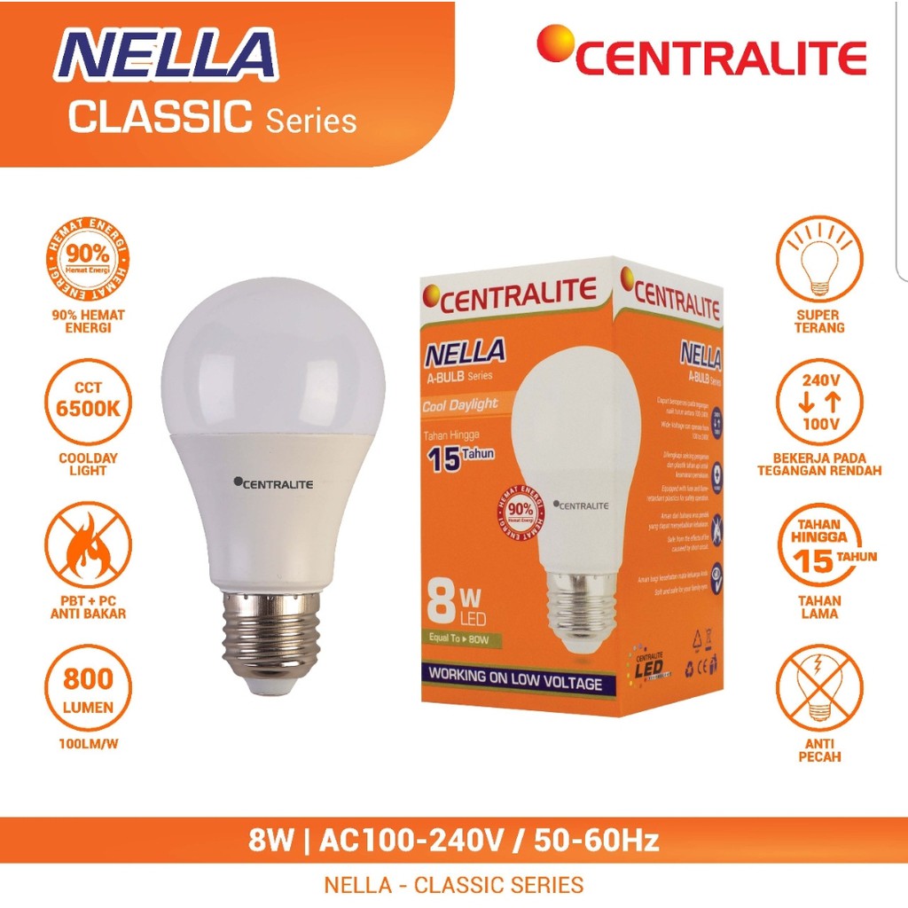 CTL Nella 8W CD Putih / LAMPU LED BULB CLASSIC 8W CTL Nella / BOHLAM CAHAYA Putih CD