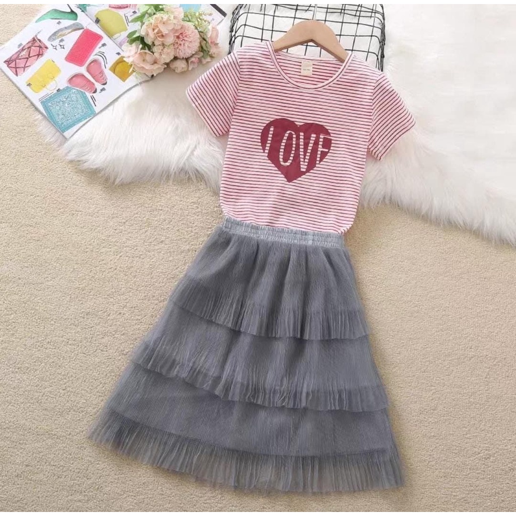 SET ROK ANAK IMPORT GARIS LOVE A1084