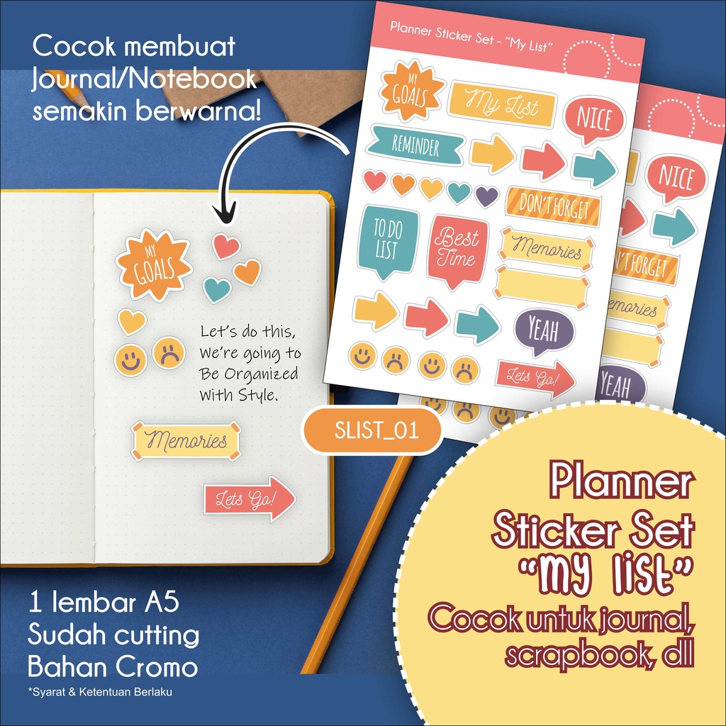 

Stiker Set Planner "My List" - Bahan Cromo - Ukuran A5