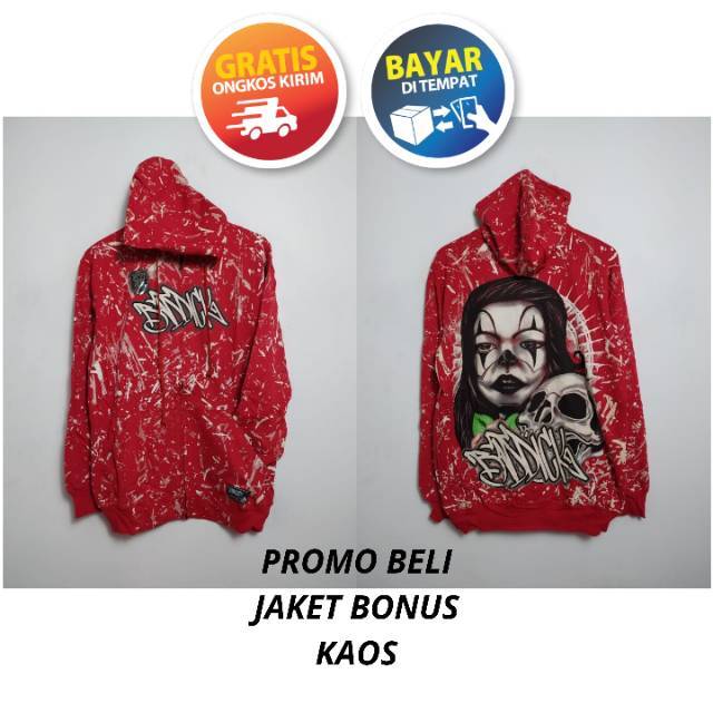 JAKET HOODIE PRIA CEWEK COWOK KEKINIAN HITS MOTIF HARDCORE PUNK TENGKORAK HOMIES BIG SIZE FREE KAOS