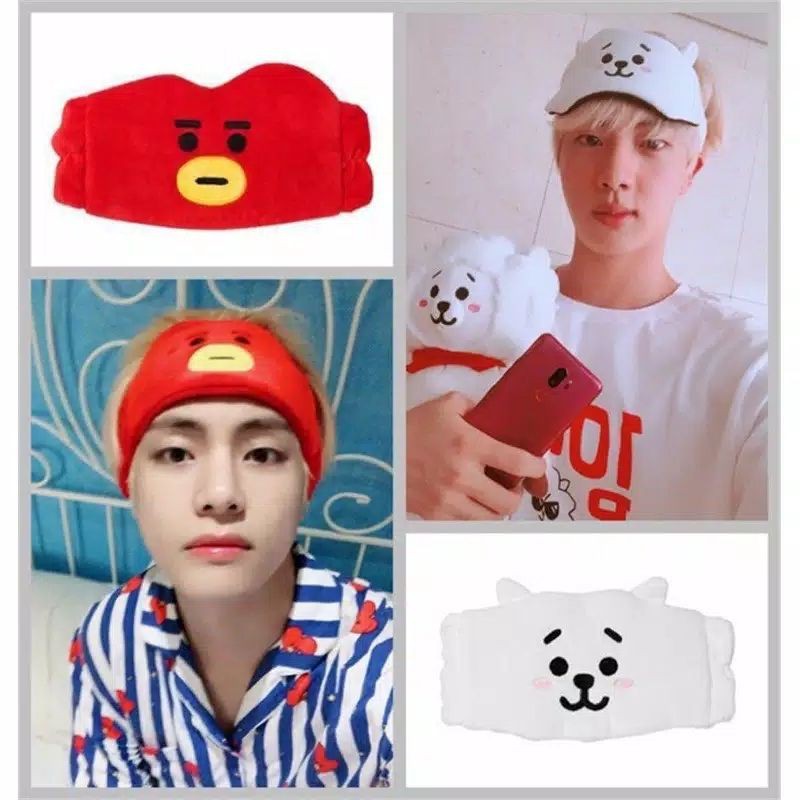 KPOP BTS BT21 Bandana Pembersih Kosmetik /Headband Make up Penutup Mata Tidur