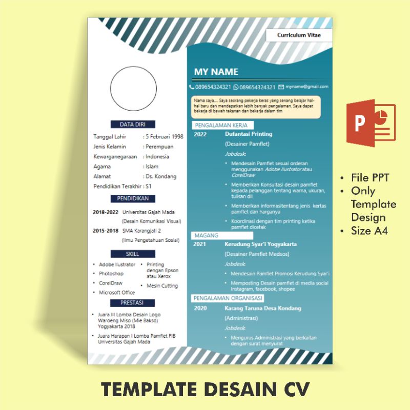 TEMPLATE DESAIN CURRICULUM VITAE FILE MS.POWERPOINT CV PPT DAFTAR RIWAYAT HIDUP SIAP EDIT