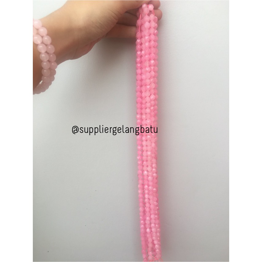 batu faceted hexagon Stone 8mm pink agate akik bahan gelang kalung aksesoris bahan supplier wanita