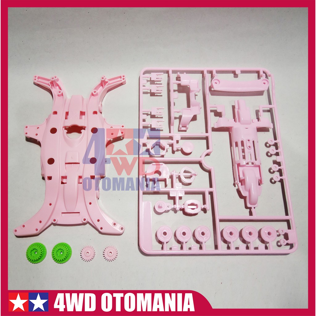Tamiya MA Fluorecent Chassis Set Polycarbonate Body Warna Pink