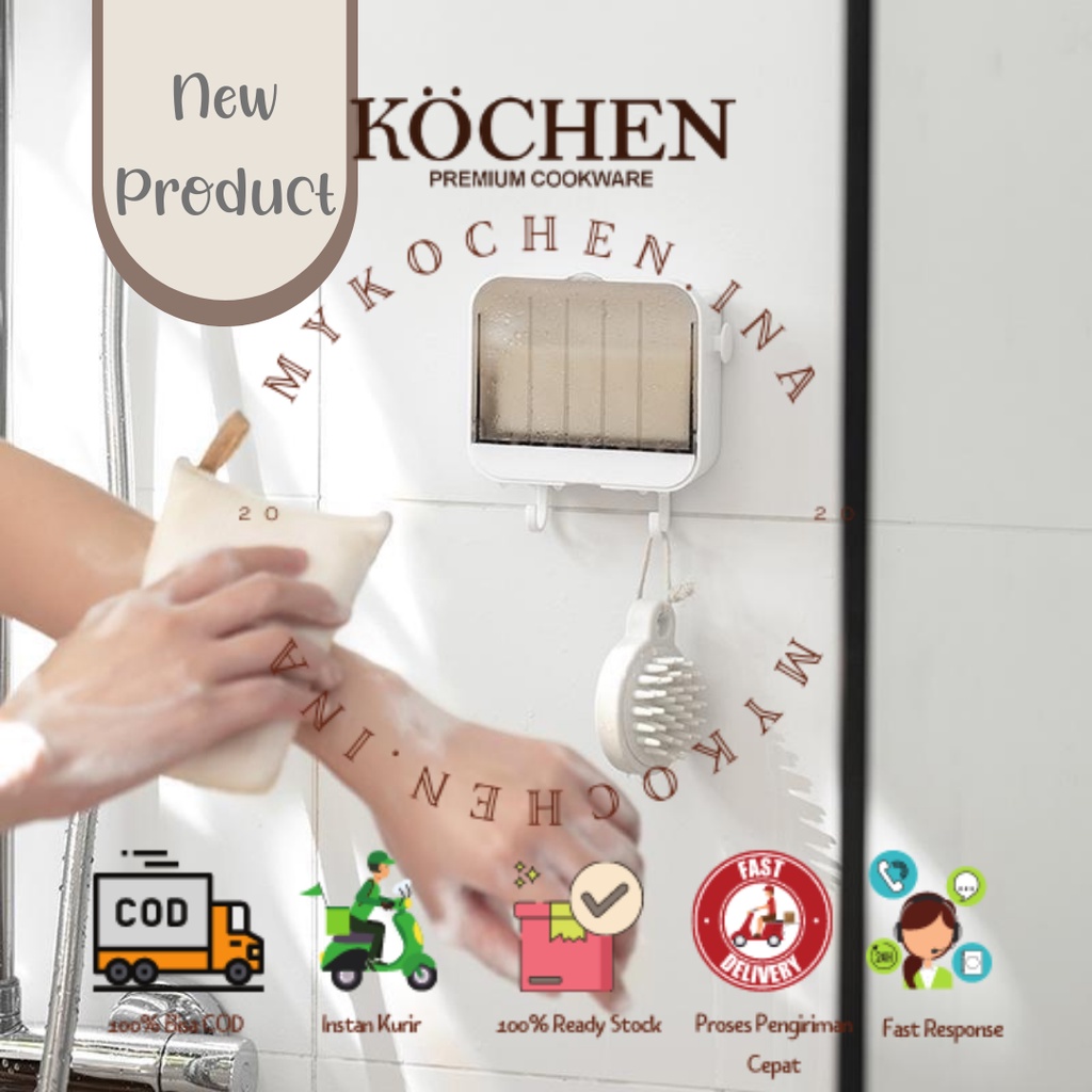 MYKOCHEN.INA Tempat Sabun Batang 2in1 Tempel Dinding Tanpa Paku Anti Air Kotak Sabun Wadah Sabun Mandi Aesthetic Estetik