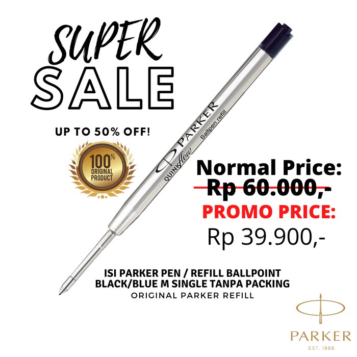 

TERBARU Isi Parker Pen / Refill Ballpoint Black M Single Tanpa Packing - Hitam