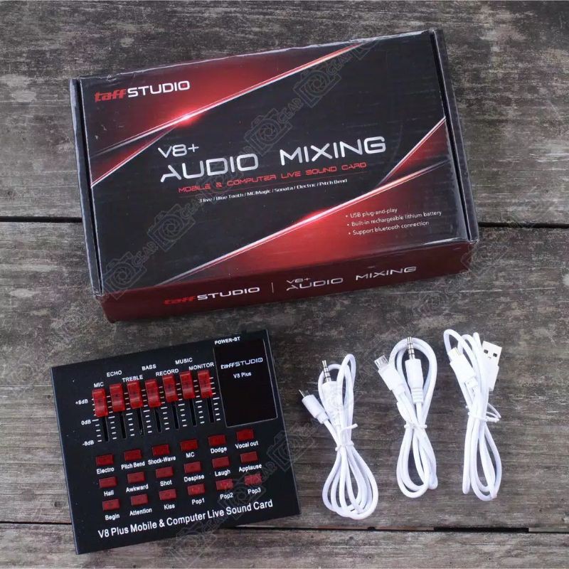 Soundcard V8 +  Live Broadcast Microphone Headset V8 Plus