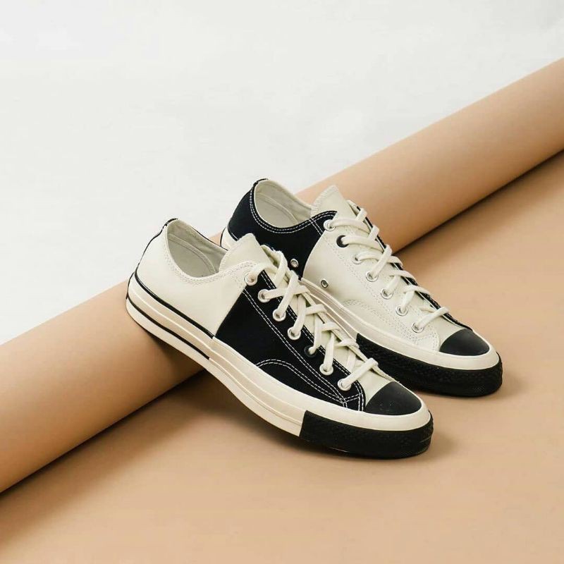 PROMO  SNEAKERS PRIA ORIGINAL 70s OX RIVALS BLACK WHITE