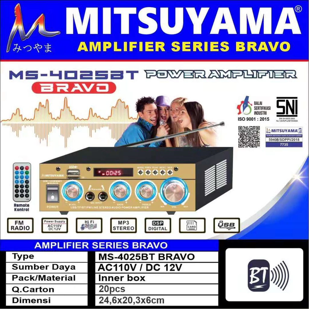 Amplifier Mitsuyama MS4025BT BRAVO Bluetooth + FM Radio + USB