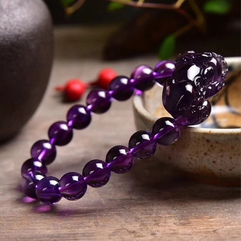 Feng Shui Amethyst Obsidian Pixiu Good Luck Wealth Bracelets/Couple Charm Charm Jewelry Lucky Gift