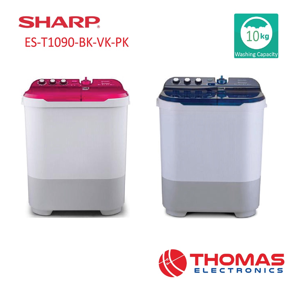 Mesin Cuci Sharp DUA TABUNG ES T1090 BK / VK / PK Mesin Cuci 2 tabung 10 kg Garansi Resmi