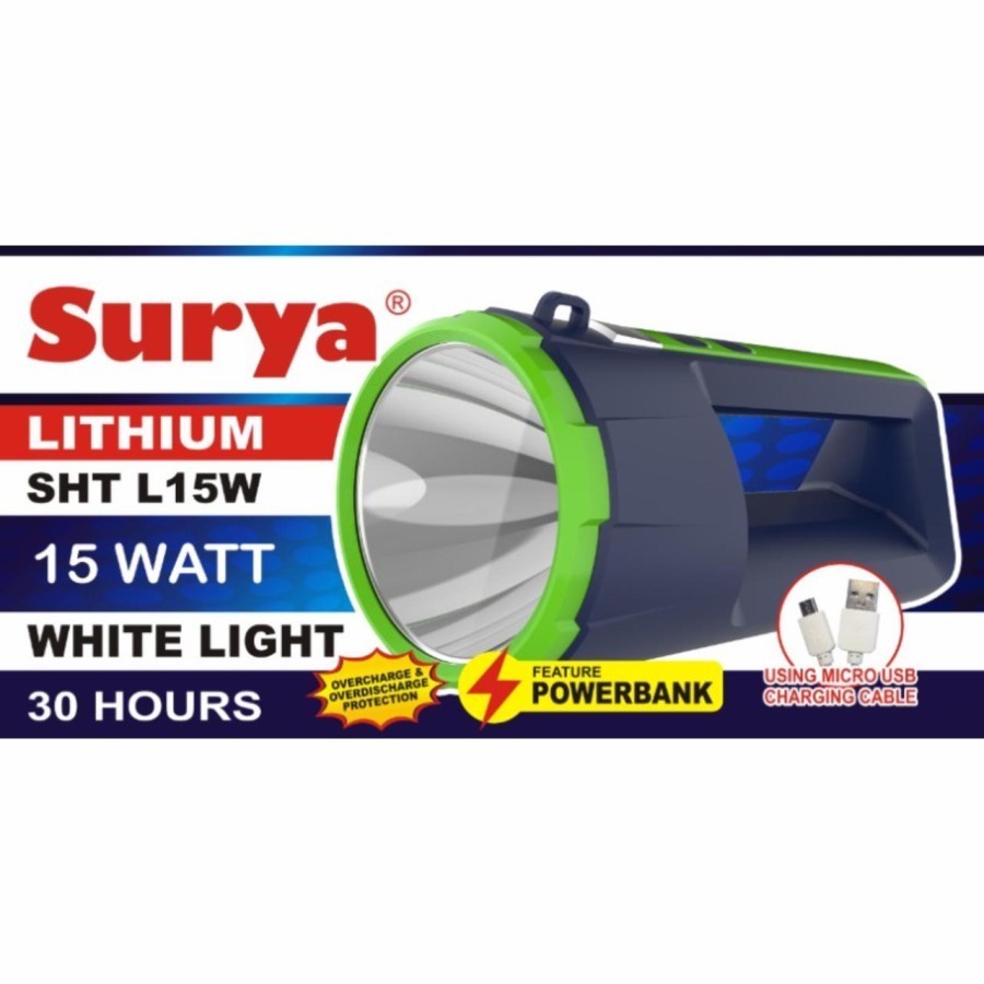 Surya Lampu Senter Emergency Plus Powerbank SHT L15W