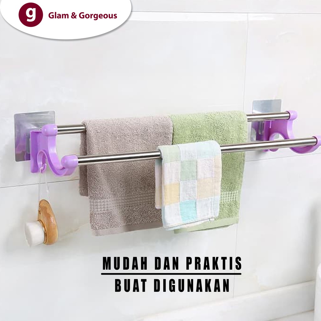 Gantungan Baju Handuk Kamar Mandi Serbaguna Stainless GB007 Kuat Murah