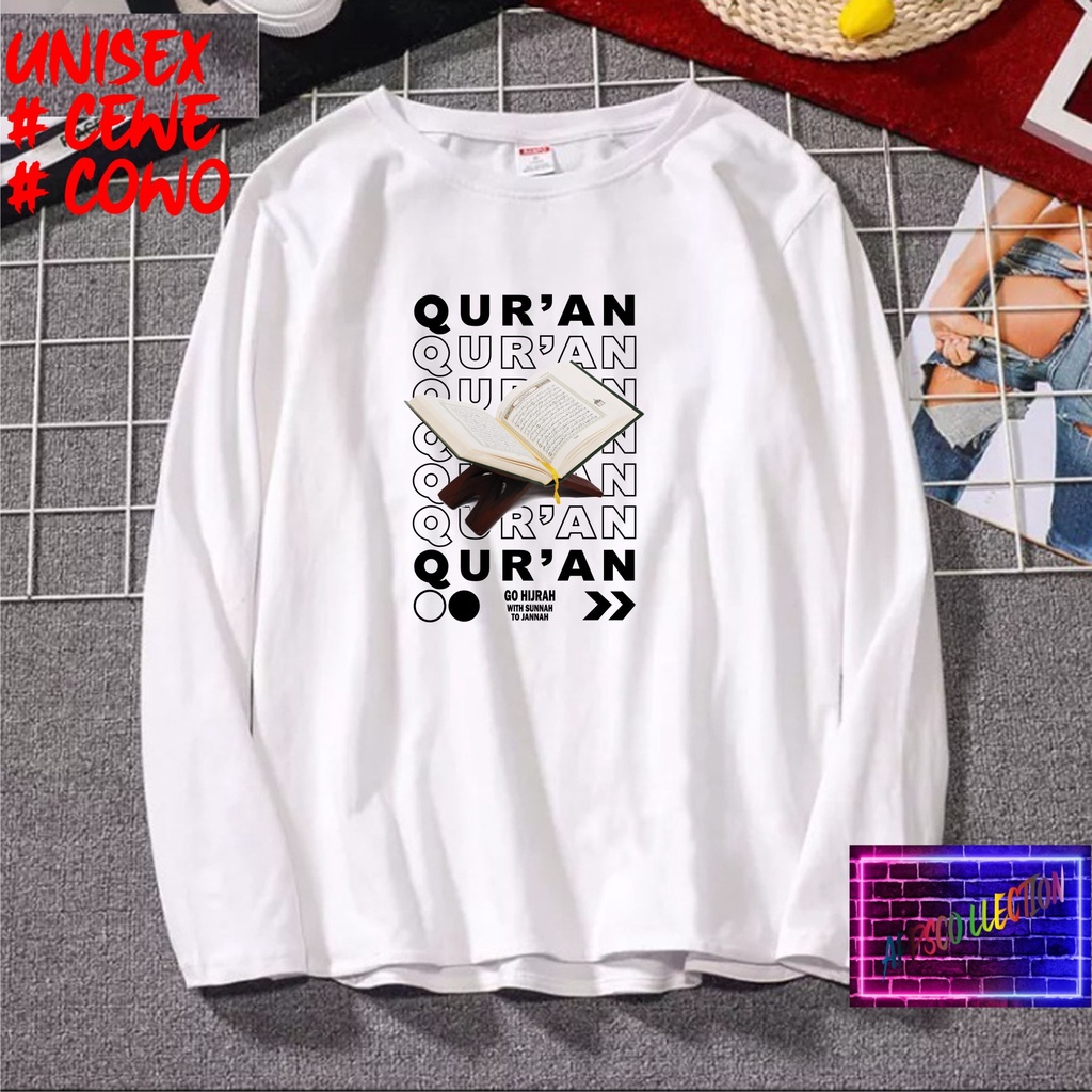 COD/ KAOS DTF NEW BUKU ALQURAN /KAOS TULISAN/KAOS SANTRI KEKINIAN/KAOS DAKWAH/KAOS ISLAM/SANTRIWATI/KAOS HITS 2022/KAOS BERGAMBAR KAOS EKSPRESI KAOS PRIA TSHIRT WANITA Santai Crew Neck V-Neck Slim-fitting Polos Setrip Hitam Putih Crew Neck