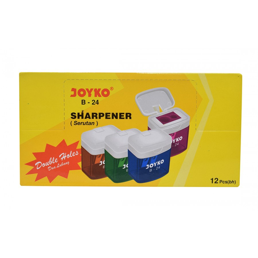 

Rautan Orotan Serutan Peruncing Pensil Joyko 2 Lubang B-24 B24 Pencil Sharpener Grosir 12pcs