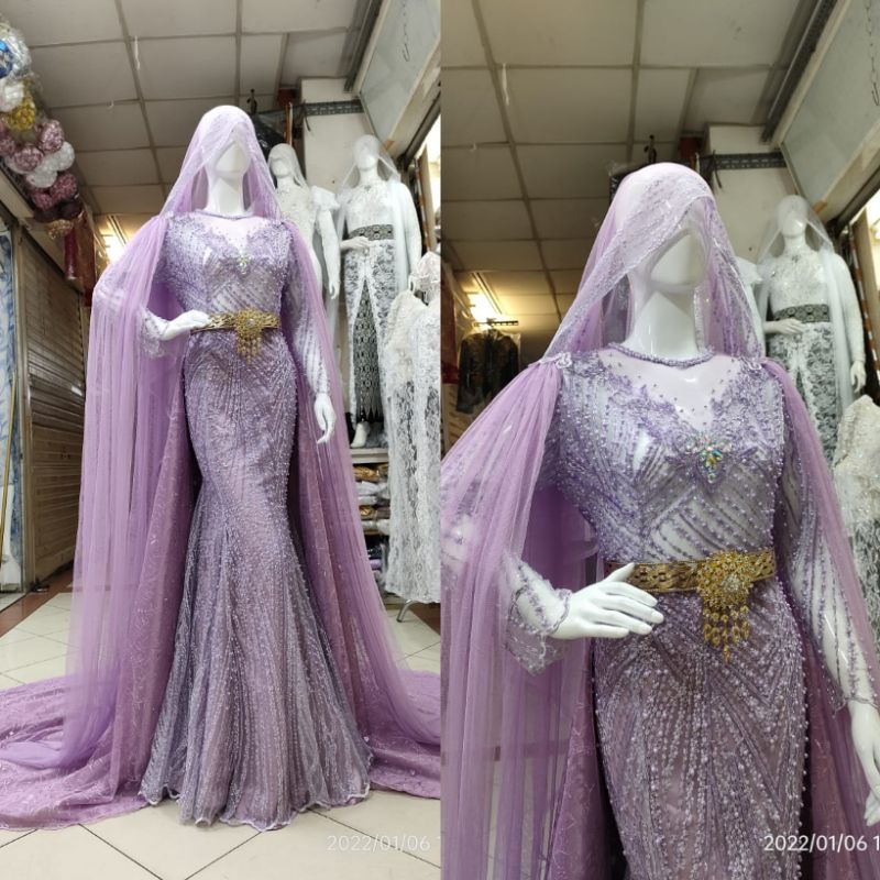 GAUN PENGANTIN SLIM BEREKOR MODERN//GAUN PENGANTIN  FULL PAYET MEWAH//KEBAYA//BASOFI