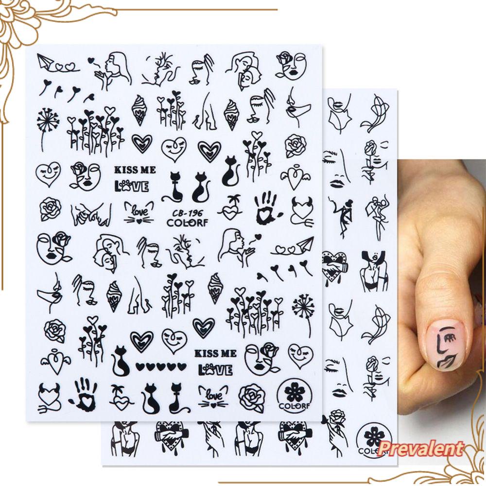 Stiker Kuku Motif Wajah Abstrak Untuk Dekorasi Nail Art