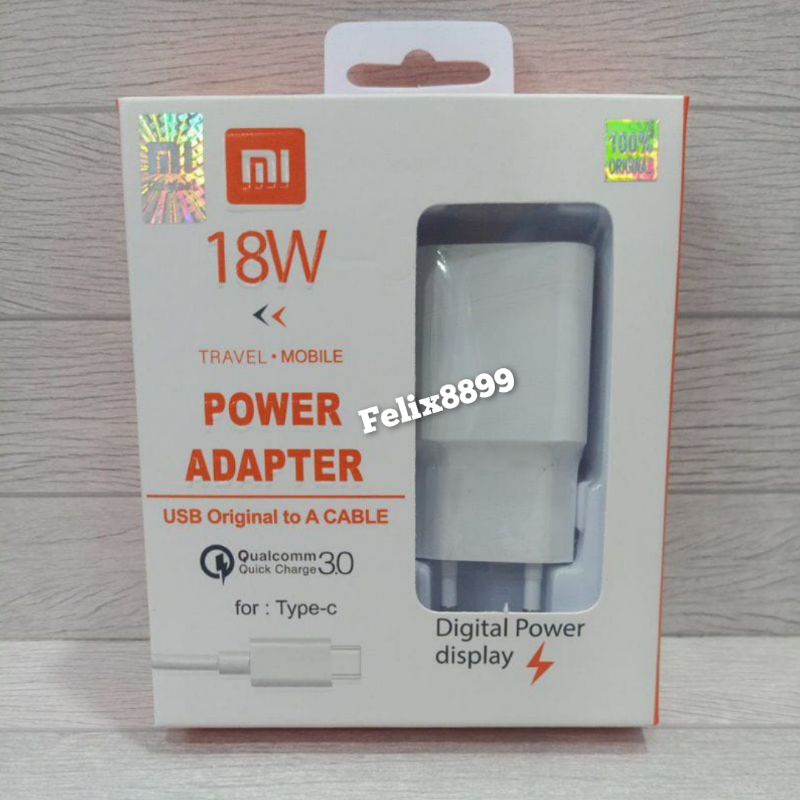 Charger Xiaomi Redmi Note 7 8 9 10 18W 3A Fast Charging USB Type C QC 3.0 18 Watt