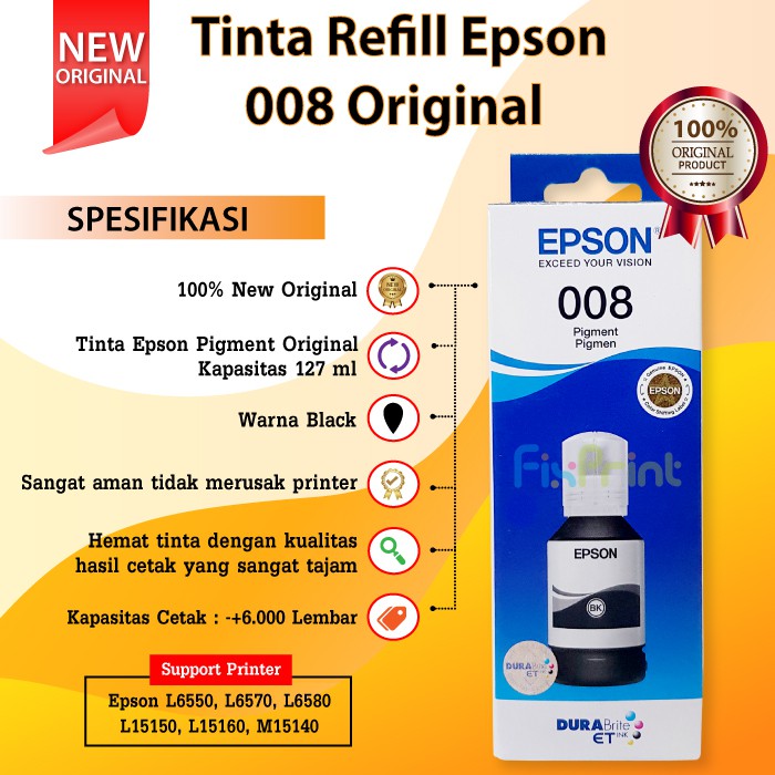 Tinta Epson Original 008 Printer L6550 L6570 L6580 L15150 L15160