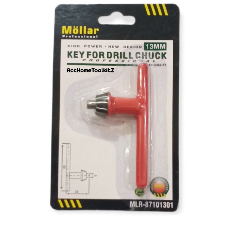 Kunci Kepala Bor Listrik 13MM / Alat Kunci Pembuka Mata bor / Key For Drill Chuck - MOLLAR