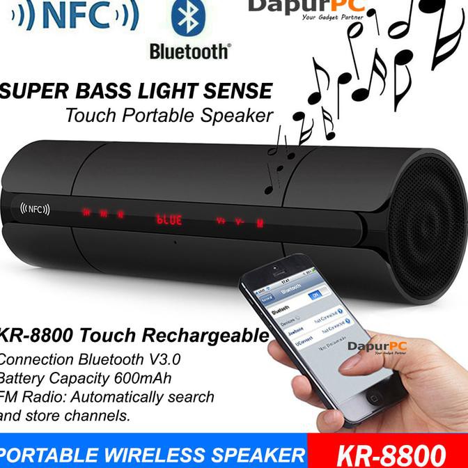 Portable Speaker Bluetooth NFC Super Bass with Led Display - Hitam