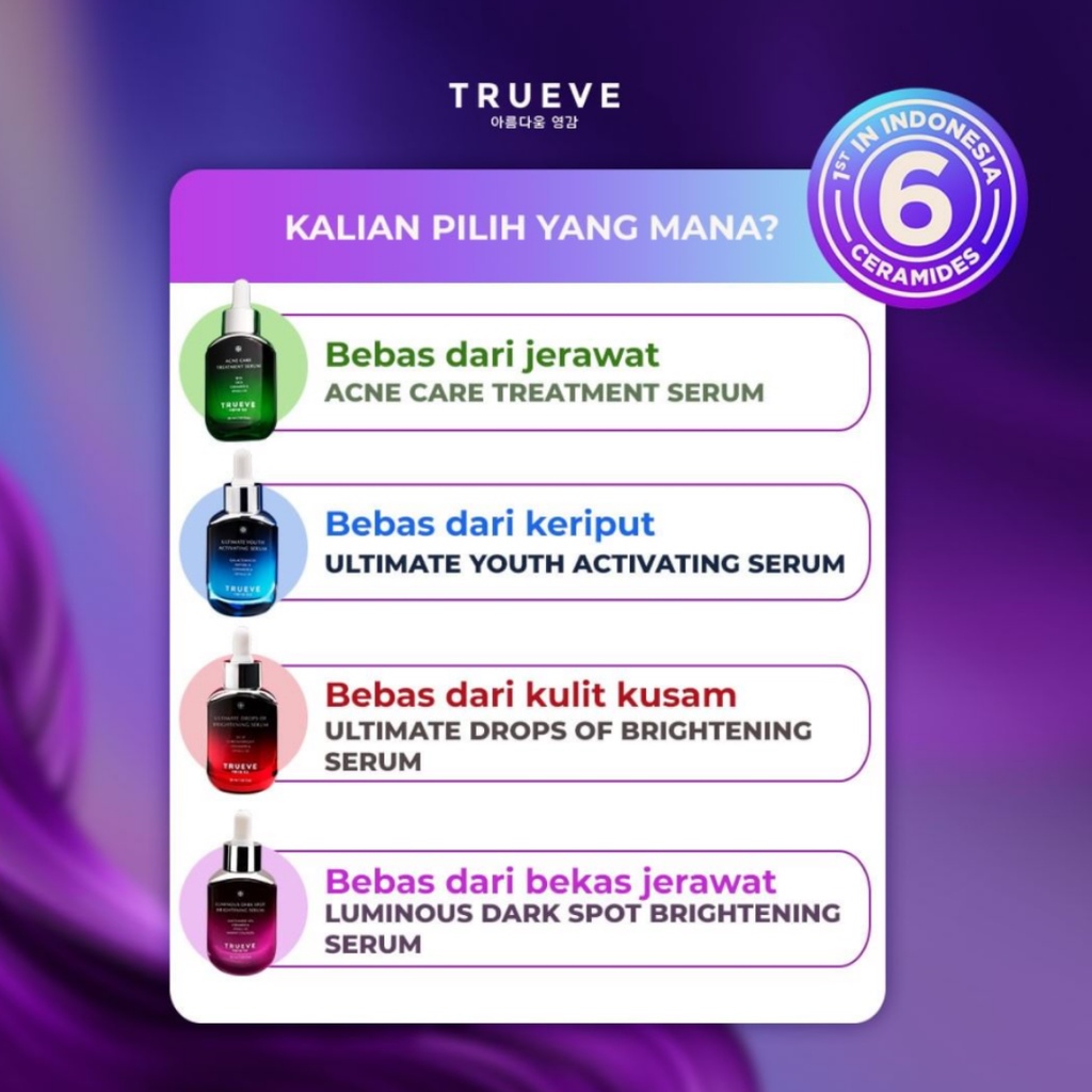 [ Agen Resmi ] Trueve Niacinamide 10% | AHA - BHA - PHA &amp; Ceramide Peeling | Bha Cica | Vitamin C Brightening | Galactomyces Anti-Aging Serum Toner