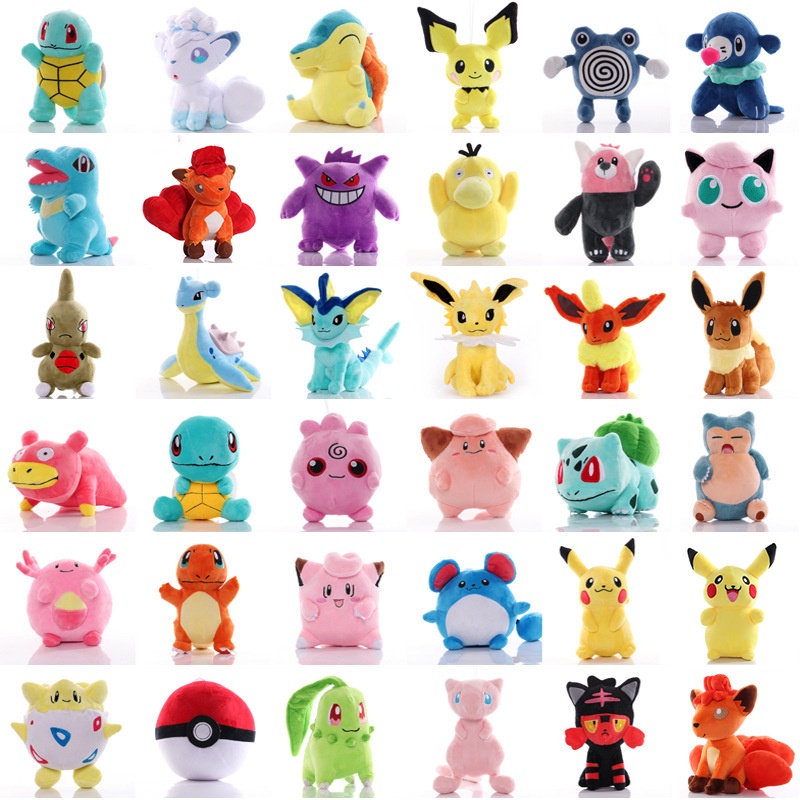 40Styles Mainan Boneka Pokemon Pikachues Charmander Mariru Snorlax Eevee Image Toys Cartoon Plush Doll