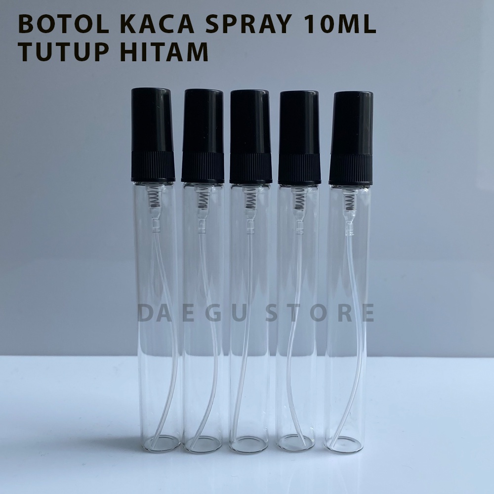 Botol Spray Kaca 10ml Parfum Refill Vial Travel Size Tutup Hitam