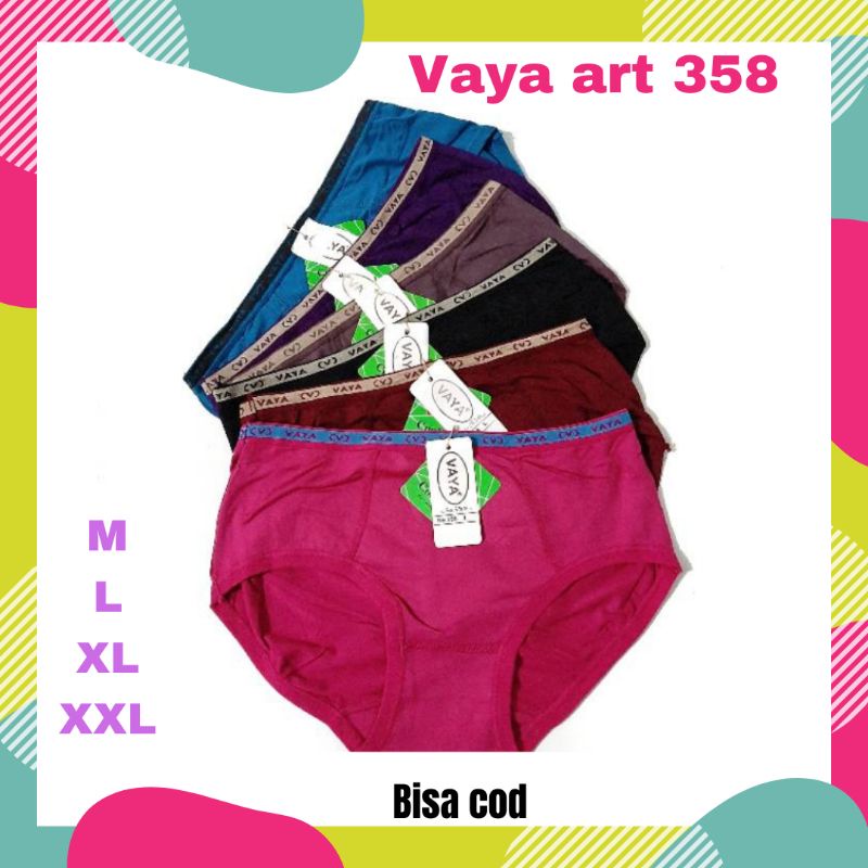 Pakaian Celana Dalam CD Wanita Perempuan Cewek Cewe Bahan Katun Murah Ukuran M, L, XL, XXL Merk Vaya