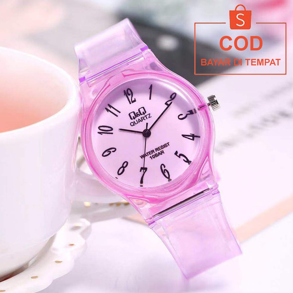 ✅COD Jam Tangan Jelly Q&amp;Q Transparant QQ Analog Watch Aksesoris Fashion Korean Style Wanita Cewek Anti Air Murah Couple Original