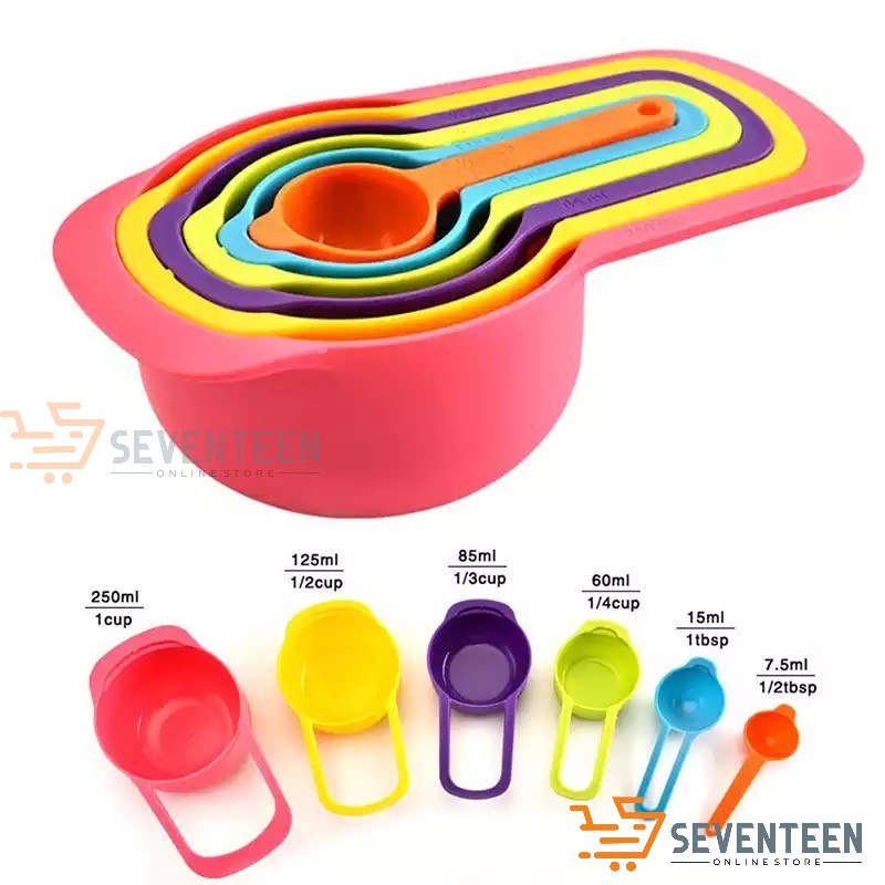 SENDOK TAKAR SET 6 IN 1 / TAKARAN SENDOK DAPUR / MEASURING SPOONS CUP