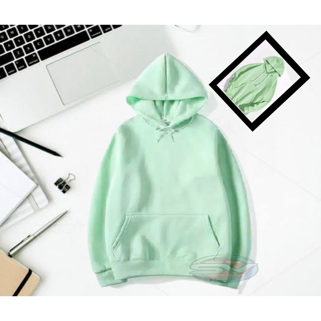 SWEATER HIJAU MUDa POLOS PREMIUM HOODIE DISTRO WARNA HIJAU SAGE SWEATER PRIA/WANITA POLOSAN