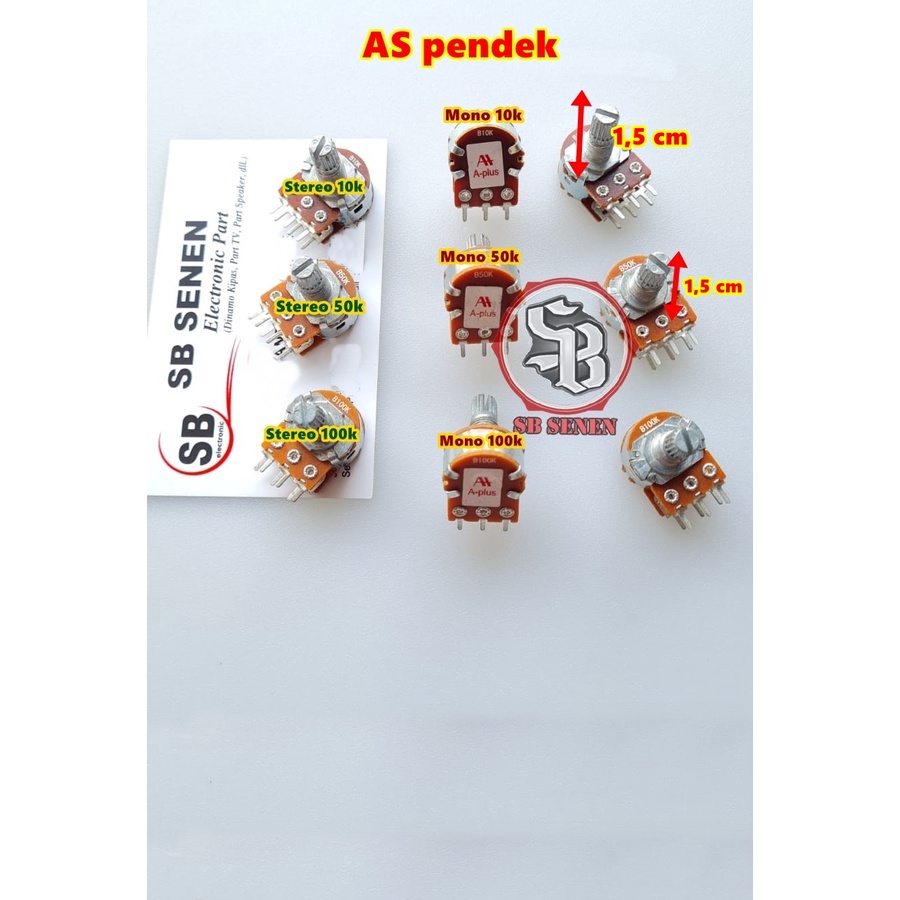 POTENSIO MONO / STEREO APLUS 10k 50k 100k - AS PENDEK