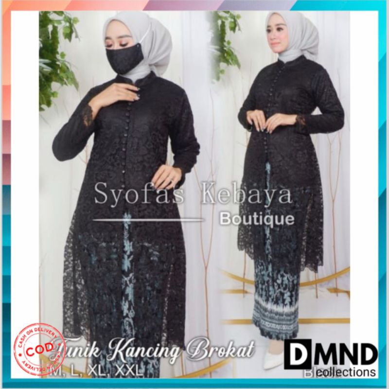 SETELAN TUNIK BROKAT KANCING/TUNIK MODERN/TUNIK TERLARIS