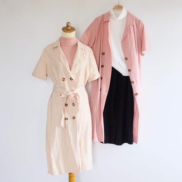 V Plain Korea Dress - Dress Vintage Midi Dress Korea Fashion Premium Import