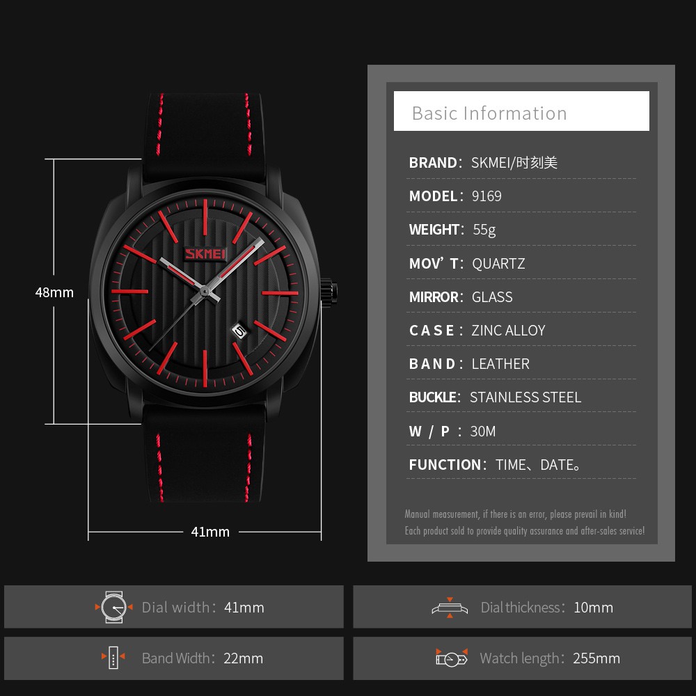 Jam Tangan Pria Skmei 9169 Jam Tangan SKMEI Jam Tangan Kulit  Pria Jam Tangan Cowok Modis ORIGINAL