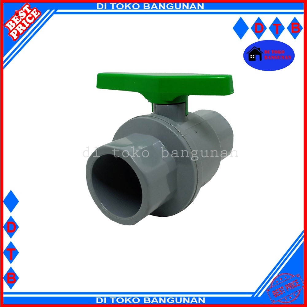 Ball Valve Pvc Polos Non Drat Tebal Stop Kran Soligen Ukuran 1&quot; 11/4&quot; 11/2&quot; 2&quot; Inch Taiwan