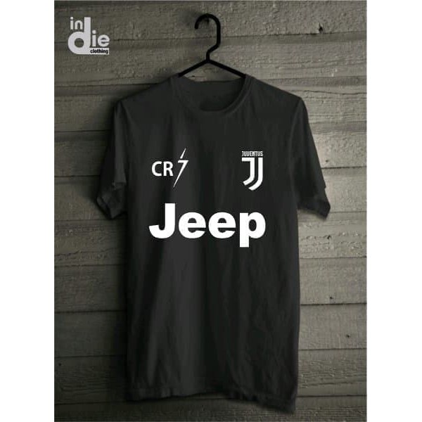 Kaos Baju distro club bola JUVENTUS CR7 JEEP combed 30s Sablon Polyflex HITAM