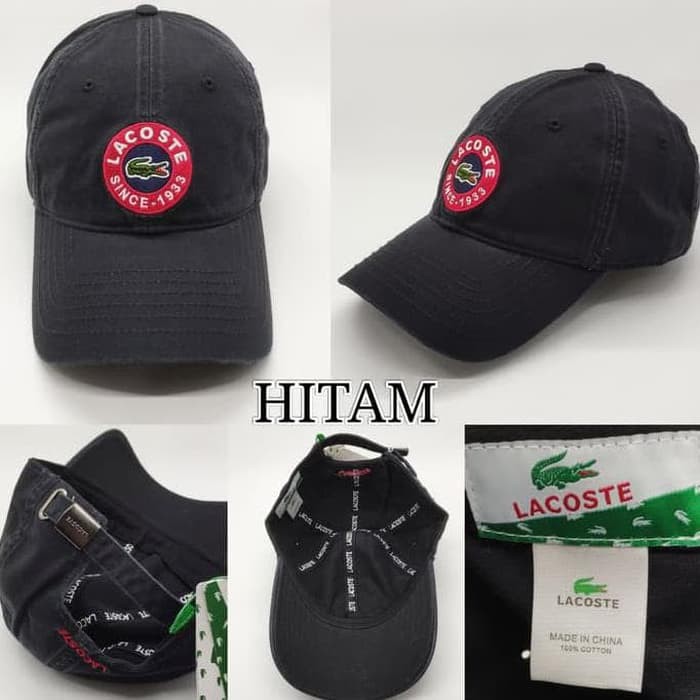 HOT SALE topi lacoste import baseball golf unisex cewek cowok - Hitam