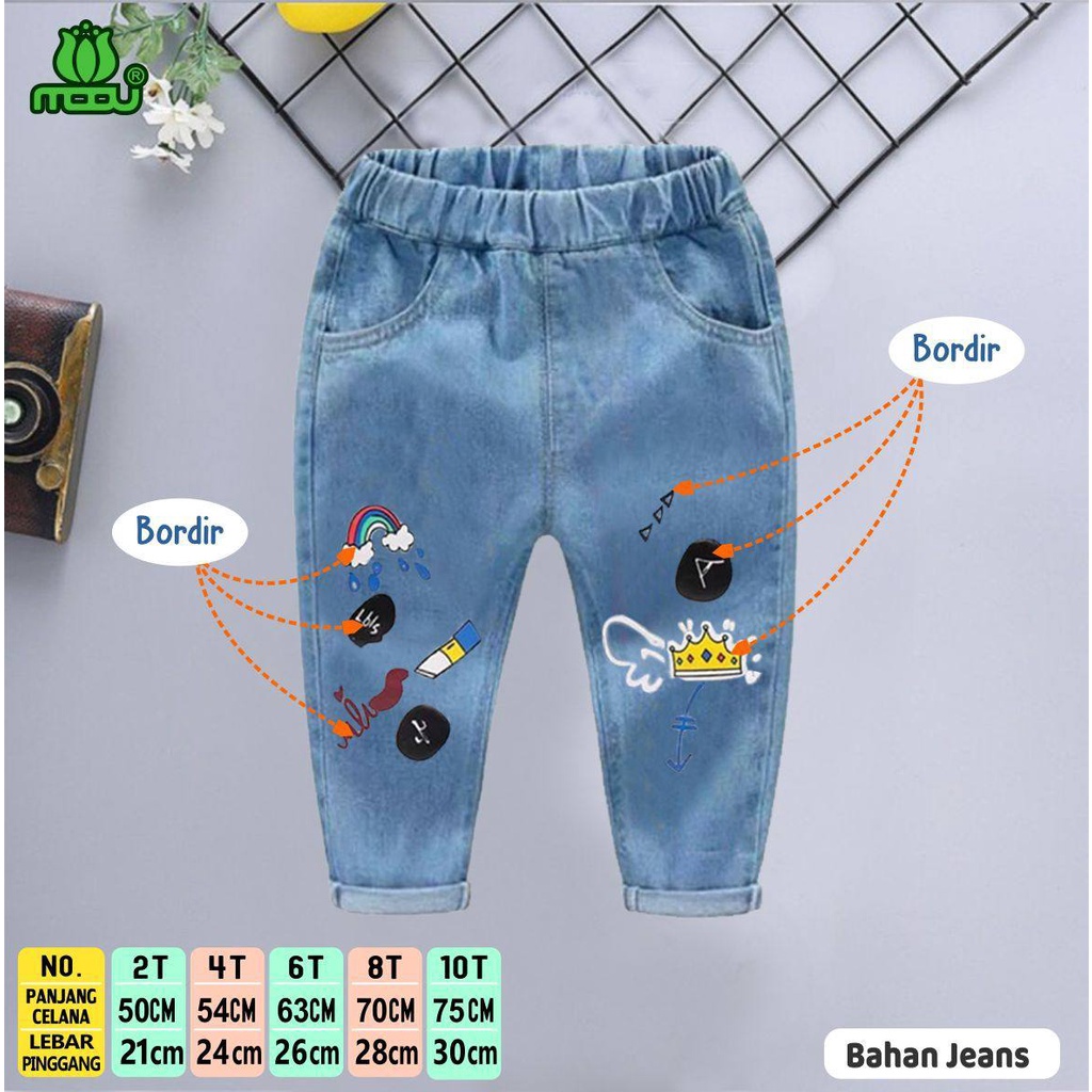 Celana Jeans Anak Bordir Moov