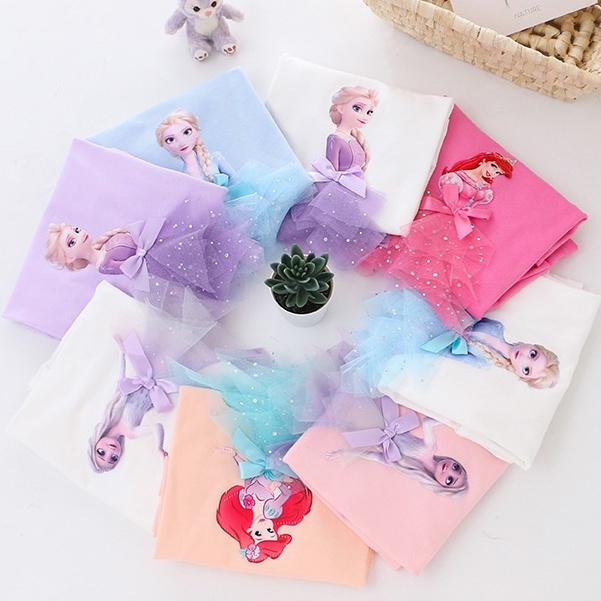 Atasan Frozen Elsa Anak Perempuan Katun Lengan Panjang Motif Kartun Karakter Import Grosir