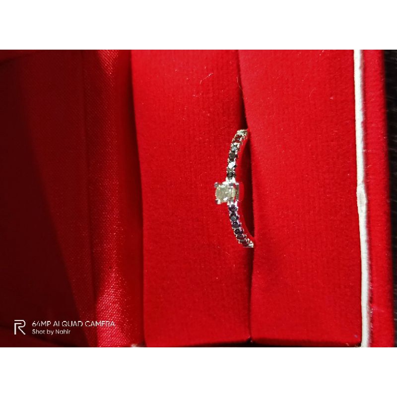 cincin perak wanita solitaire soliter berlian eropa plus berlian hitam