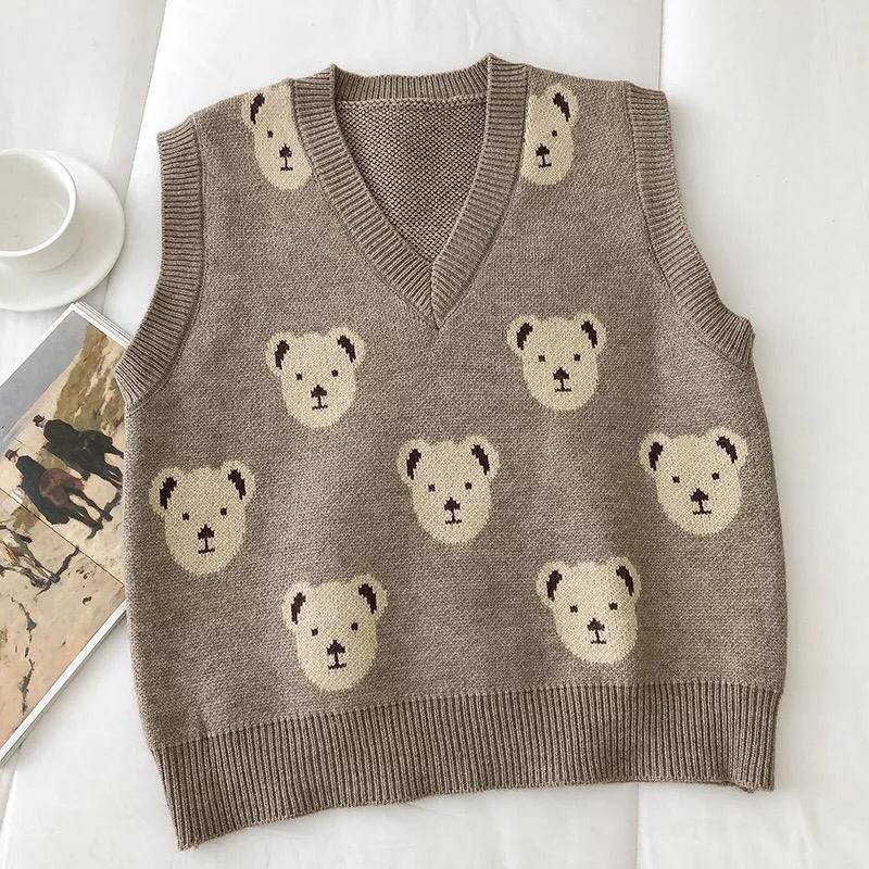 BEAR VEST KNIT IMPORT PREMIUM _rompi korea-rompi rajut-Rajut_komputer