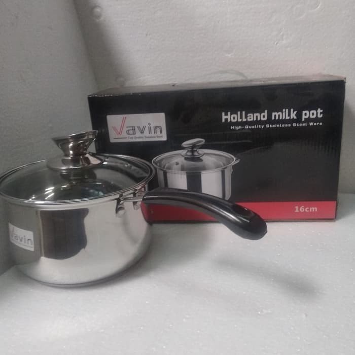 Panci Susu Gagang Satu Holland Milk Pot 16 cm Vavin Saucepan Glass Lid