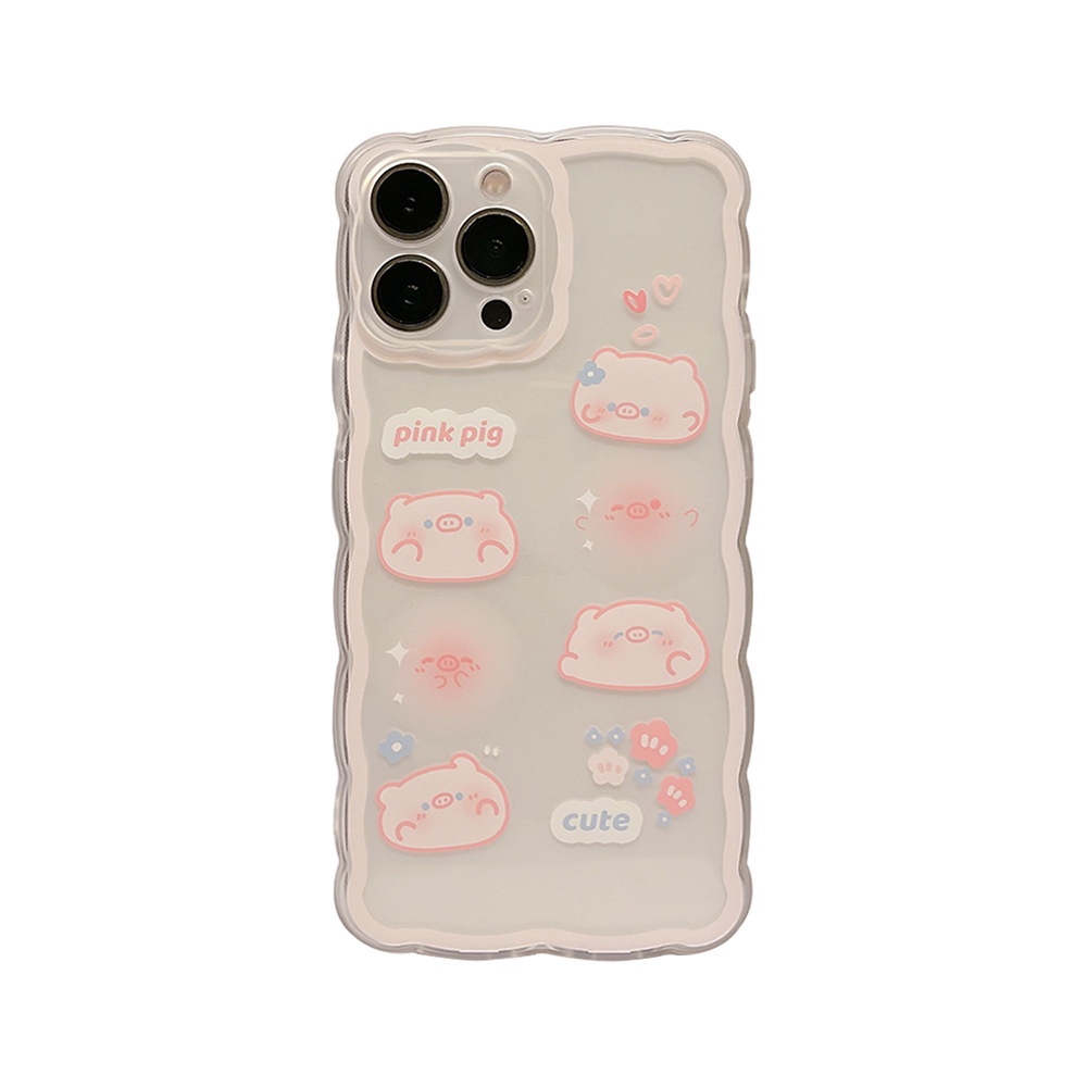 IPHONE Wanita Pink Babi Berbentuk Gelombang Transparan Phone Cover Untuk Iphone7 8 PLUS X XR XS 11 12 13 14 MINI PRO MAX SE 2020 Soft Case