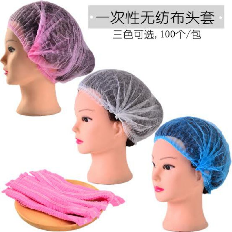 shower cap penutup kepala disposable hair net mandi hotel facial sulam alis eyelash nurse cap head mob surgical