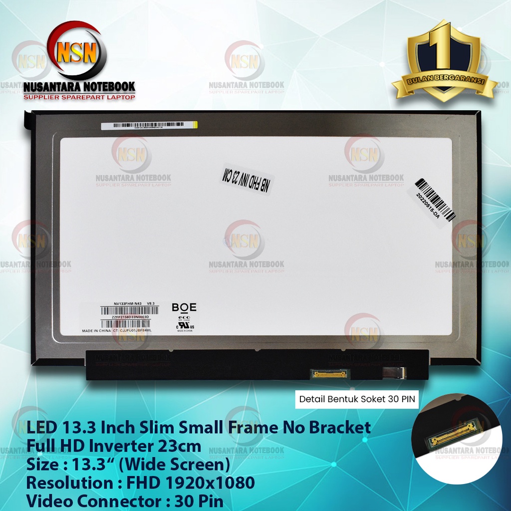 LCD LED 13.3 Inch Slim Small Frame No Bracket Full HD Inverter 23cm