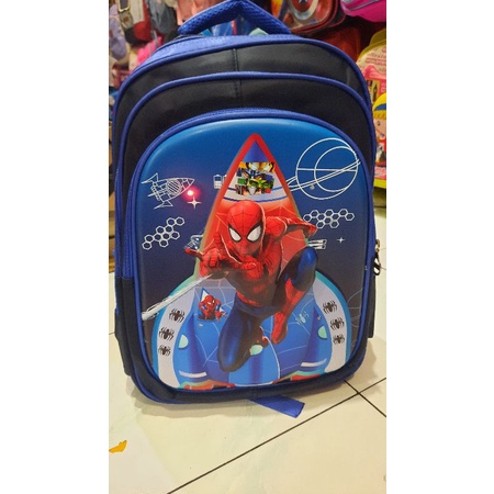 tas anak cowok timbul nyala karakter spiderman