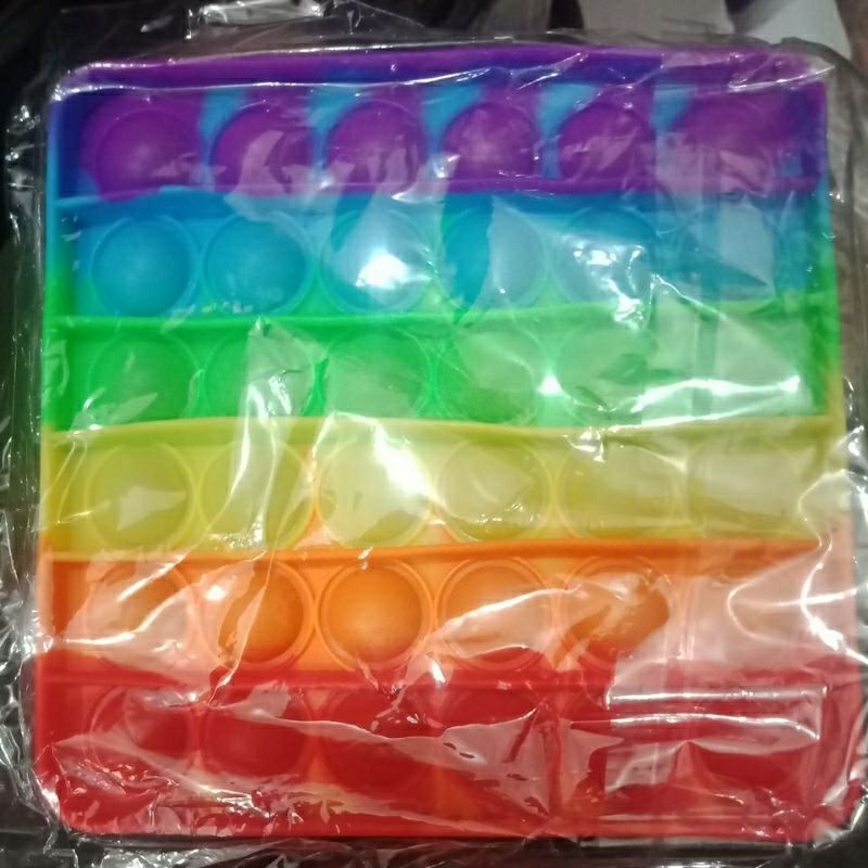 [Himart]Mainan Squishy Bubble Pop It Bahan Silikon Warna Pelangi Untuk Penghilang Stress-Kotak rainbow